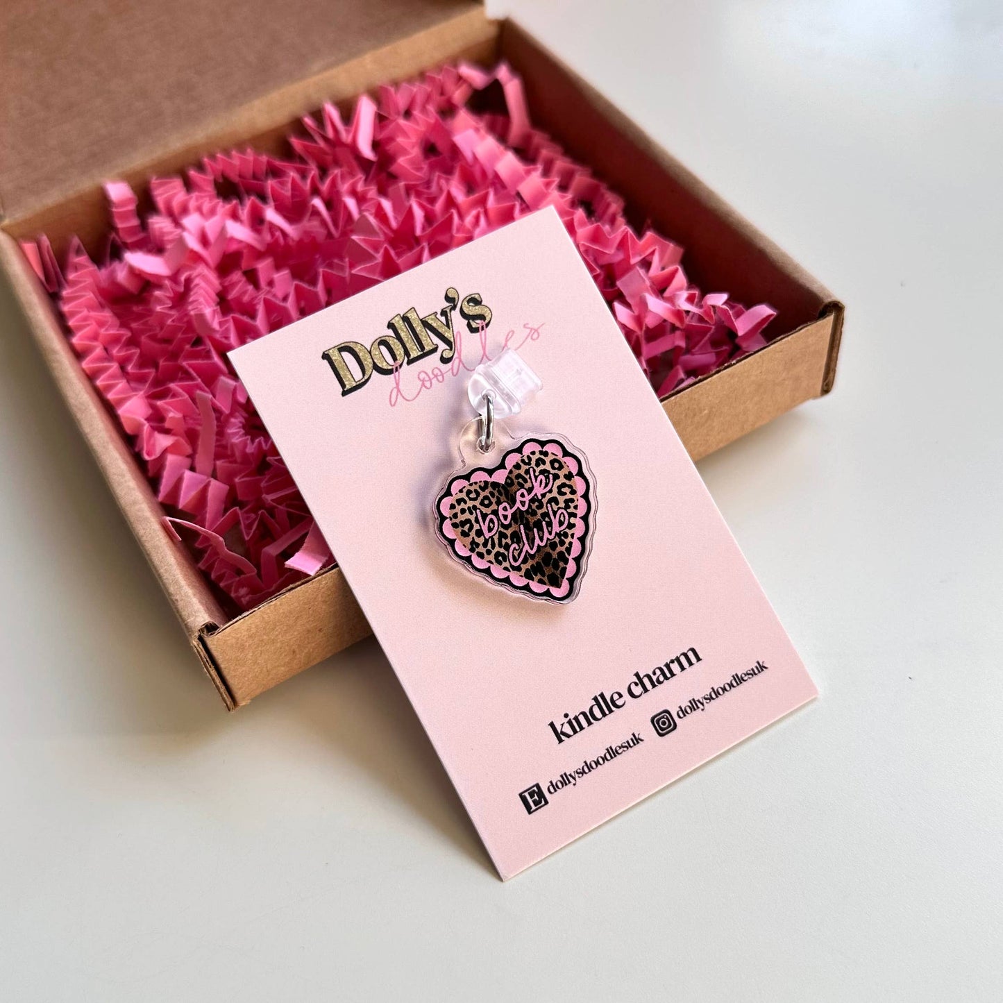 Kindle Charm - Book Club Pink Leopard Cute Reading Gift