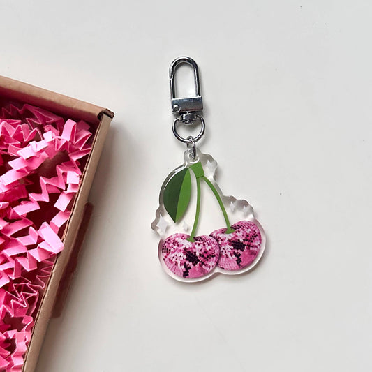 Disco Ball Cherries Keyring Aesthetic Cute Pink Gift
