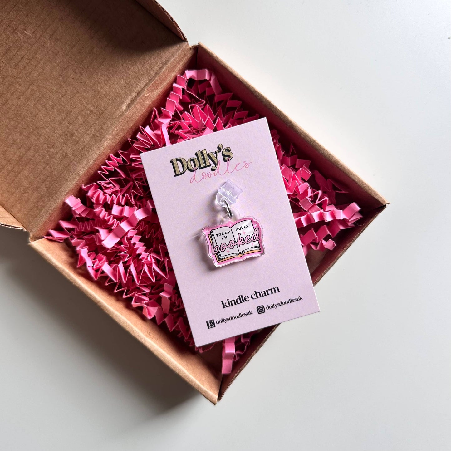 Kindle Charm - Sorry I’m Fully Booked Pink Book Club Gift