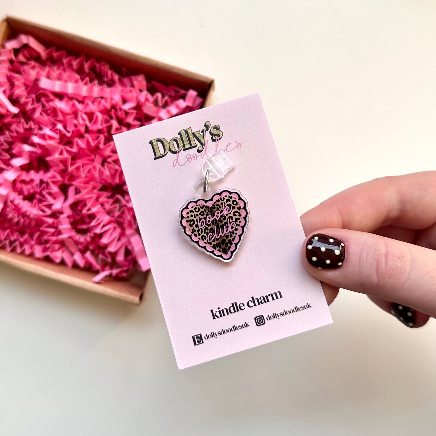 Kindle Charm - Book Club Pink Leopard Cute Reading Gift